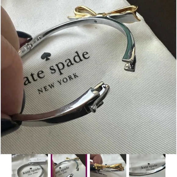 SALE 🛍️🛍️Kate Spade Silver Bracelet with Gold Bow - Picture 2 of 10